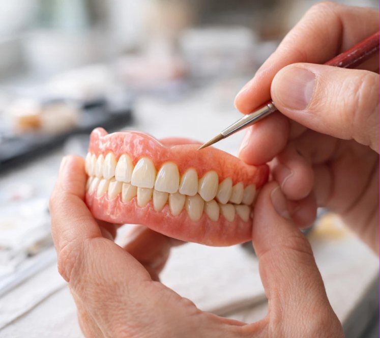 Prothèse dentaire complète en cours de finition